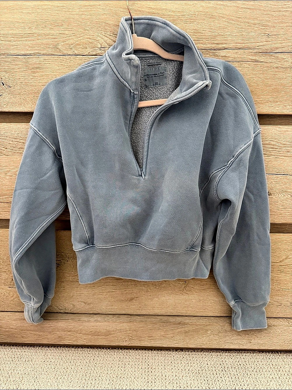 Abercrombie & Fitch Soft A&F Max Essentials Quarter-Zip Sweatshirt Baby Blue